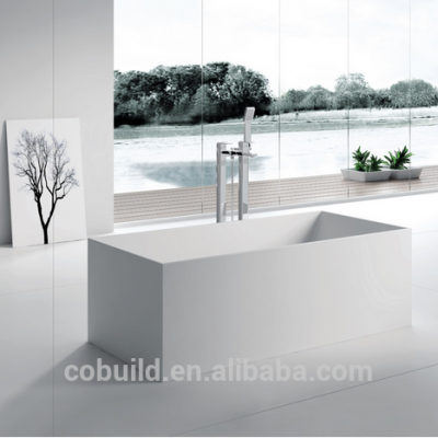 Freestanding solid surface acrylic vertical resin bathtub