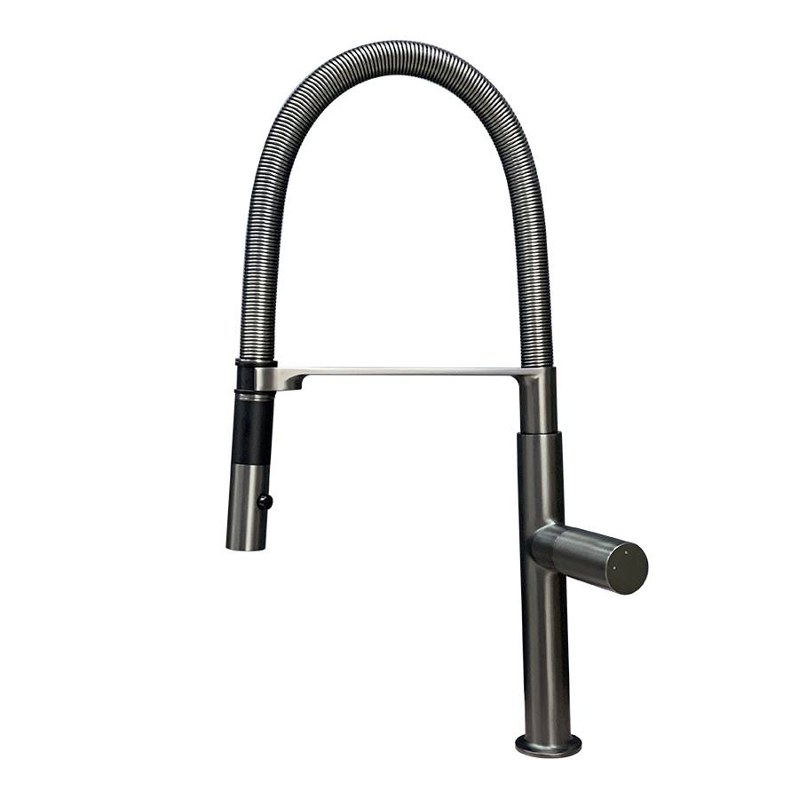 Lead Free Solid Brass Sink Faucet Single Handle Pull Out Spring Black Kitchen Faucet for Kitchenette